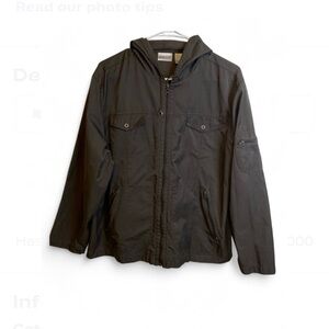 Chico's Black Hooded Nylon Jacket